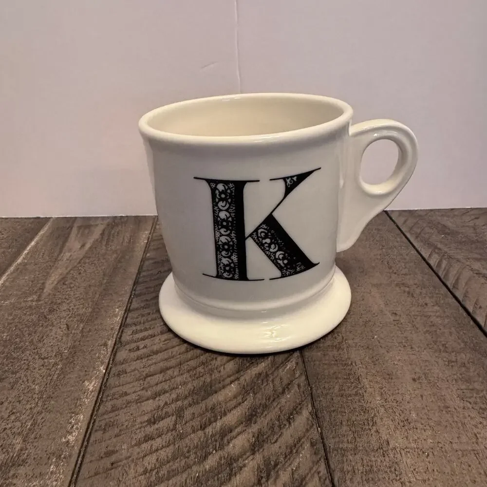 ANTHROPOLOGIE Coffee Mug Monogram Letter Initial 